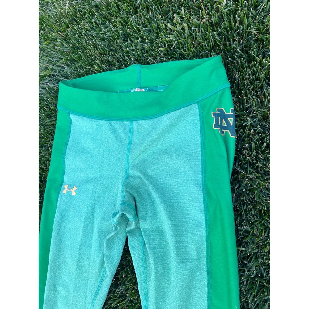 Under Armour Notre Dame Fighting Irish Green Teal Colorblock Leggings Capris